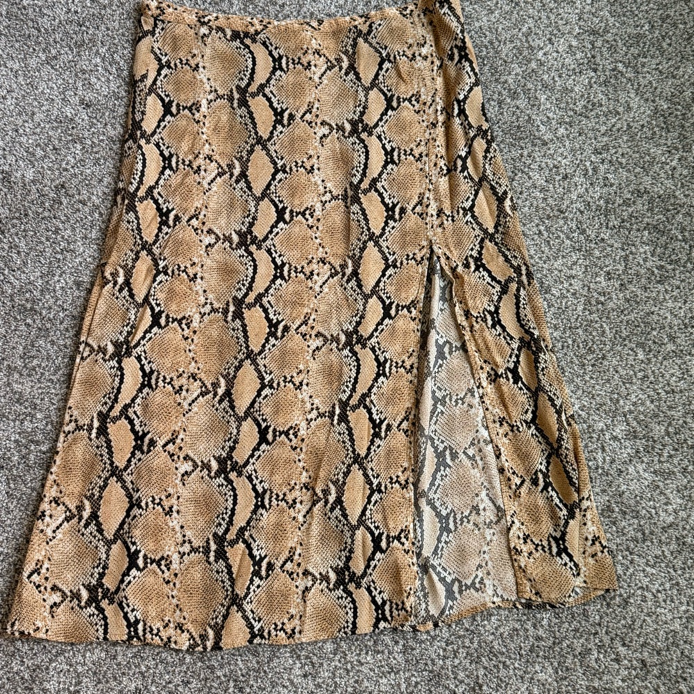H&M Snake Print Skirt - Tan and Black